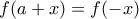 f(a+x)=f(-x)