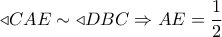 \triangleleft CAE \sim  \triangleleft DBC \Rightarrow AE = \dfrac{1}{2}