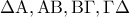 \Delta {\rm A},{\rm A}{\rm B},{\rm B}\Gamma ,\Gamma \Delta