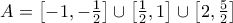 A=\left [ -1,-\frac{1}{2} \right ]\cup \left [\frac{1}{2},1   \right ]\cup \left [ 2, \frac{5}{2}\right ]