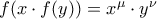 f(x\cdot f(y))={{x}^{\mu }}\cdot {{y}^{\nu }}