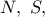N,\ S,