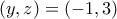 (y,z)=(-1, 3)