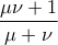 \displaystyle{\frac{\mu \nu+1}{\mu+\nu}}