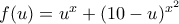 f(u)=u^x+(10-u)^{x^2}