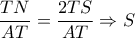 \displaystyle \frac{TN}{AT}=\frac{2TS}{AT}\Rightarrow S