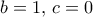 b=1, \, c=0