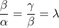 \displaystyle\frac{\beta }{\alpha } = \frac{\gamma }{\beta } = \lambda