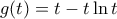 g(t)=t-t\ln t