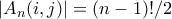 |A_n(i,j)| = (n-1)!/2