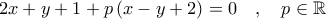 \displaystyle{2x + y+1 + p \left( x-y+2 \right) =0 \quad, \quad p \in \mathbb{R}}