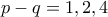 p-q=1,2,4