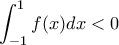 \displaystyle\int_{-1}^{1}f(x)dx<0 