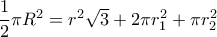 \dfrac {1}{2} \pi R^2 = r^2\sqrt 3 + 2 \pi r_1^2 + \pi r_2^2