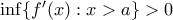 \inf\{f{'}(x):x>a\}>0