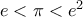 e < \pi < e^2