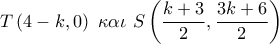T\left( {4 - k,0} \right)\,\,\kappa \alpha \iota \,\,S\left( {\dfrac{{k + 3}}{2},\dfrac{{3k + 6}}{2}} \right)