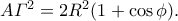 A\varGamma^2 = 2R^2(1+\cos \phi).