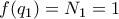 f(q_1) = N_1 = 1