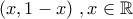 \displaystyle{\left(x,1-x\right)\,,x\in\mathbb{R}}
