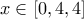 x\in[0,4,4]