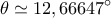 \displaystyle \theta  \simeq 12,66647^\circ 