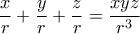 \displaystyle{\frac{x}{r} + \frac{y}{r} + \frac{z}{r} = \frac{{xyz}}{{{r^3}}}}