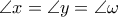 \displaystyle \angle x = \angle y = \angle \omega \displaystyle \angle x = \angle y = \angle \omega