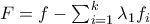 F = f - \sum_{i=1}^k \lambda_1 f_i