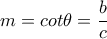 m=cot \theta = \dfrac{b}{c} m=cot \theta = \dfrac{b}{c}