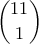 \displaystyle{\binom{11}{1}}