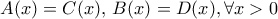 A(x)=C(x), \, B(x)=D(x) , \forall x>0