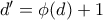 d'=\phi(d)+1