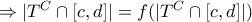 \Rightarrow |T^{C}\cap [c,d]|=f(|T^{C}\cap [c,d]|)