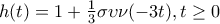 h(t)=1+\frac{1}{3} \sigma \upsilon \nu (-3t), t \geq 0