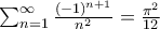 \sum_{n=1}^\infty \frac{(-1)^{n+1}}{n^2} = \frac{\pi^{2}}{12}