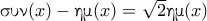 \text{\gr &sigma;&upsilon;&nu;}(x) - \text{\gr &eta;&mu;}(x) = \sqrt{2}\text{\gr &eta;&mu;}(x)