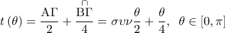  \displaystyle t\left( \theta  \right) = \frac{{{\rm A}\Gamma }}{2} + \frac{{\mathop {{\rm B}\Gamma }\limits^ \cap  }}{4} = \sigma \upsilon \nu \frac{\theta }{2} + \frac{\theta }{4},\;\;\theta  \in \left[ {0,\pi } \right]