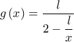 g\left( x\right) =\dfrac{l}{2-\dfrac{l}{x}} g\left( x\right) =\dfrac{l}{2-\dfrac{l}{x}}