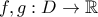 f,g:D\rightarrow \mathbb{R}