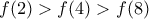 f(2)>f(4)>f(8)