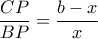\displaystyle \frac{{CP}}{{BP}} = \frac{{b - x}}{x}