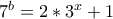7^{b}=2*3^{x}+1