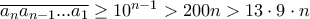 \overline{a_{n}a_{n-1}...a_{1}} \geq 10^{n-1} > 200n > 13 \cdot 9 \cdot n \overline{a_{n}a_{n-1}...a_{1}} \geq 10^{n-1} > 200n > 13 \cdot 9 \cdot n