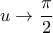 u \to \dfrac {\pi}{2}