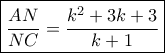 \boxed{\frac{{AN}}{{NC}} = \frac{{{k^2} + 3k + 3}}{{k + 1}}}