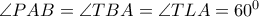  \angle PAB= \angle TBA= \angle TLA=60^0