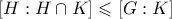 [H:H \cap K] \leqslant [G:K]