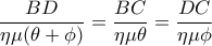 \dfrac{BD}{\eta \mu (\theta + \phi)}=\dfrac{BC}{\eta \mu \theta}=\dfrac{DC}{\eta \mu \phi} \dfrac{BD}{\eta \mu (\theta + \phi)}=\dfrac{BC}{\eta \mu \theta}=\dfrac{DC}{\eta \mu \phi}