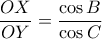 \dfrac{OX}{OY}=\dfrac{\cos  B}{\cos C}